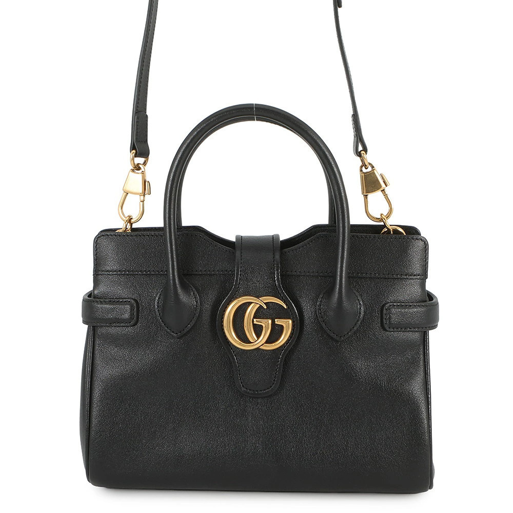 Gucci GG Leather 2way Shoulder Bag Black